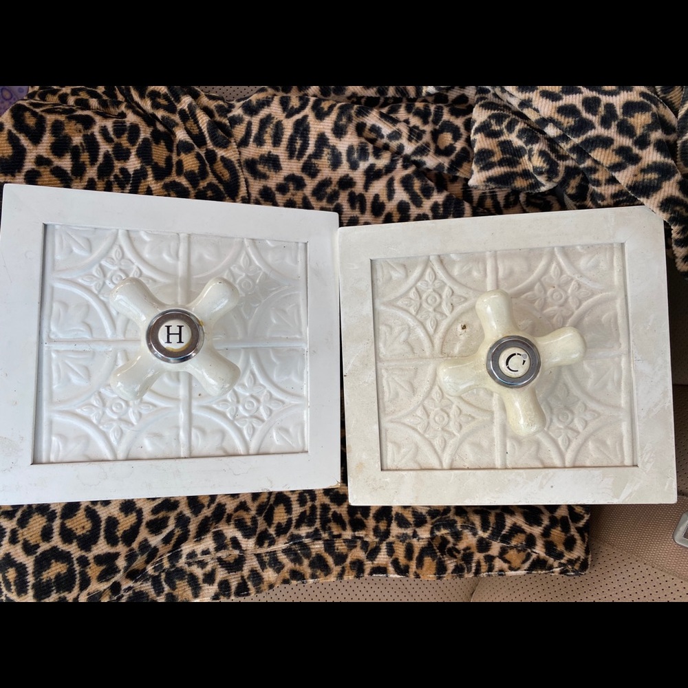 Set of Two Bathroom Wall Plaques. Towel Rack